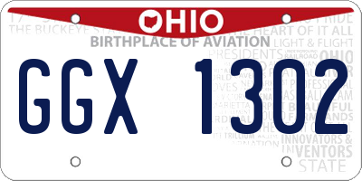 OH license plate GGX1302