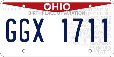 OH license plate GGX1711