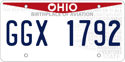 OH license plate GGX1792