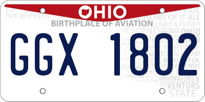 OH license plate GGX1802