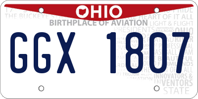 OH license plate GGX1807