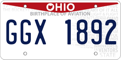 OH license plate GGX1892