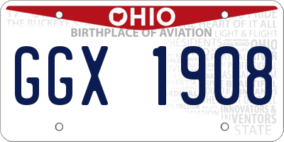 OH license plate GGX1908