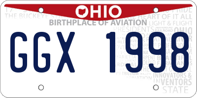 OH license plate GGX1998