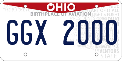 OH license plate GGX2000
