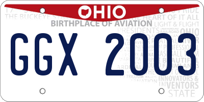 OH license plate GGX2003