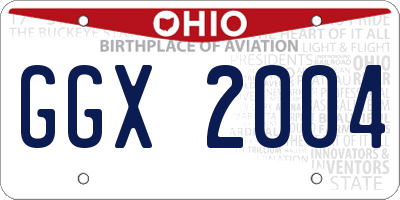 OH license plate GGX2004
