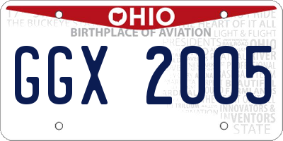 OH license plate GGX2005