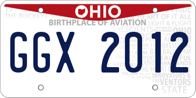 OH license plate GGX2012