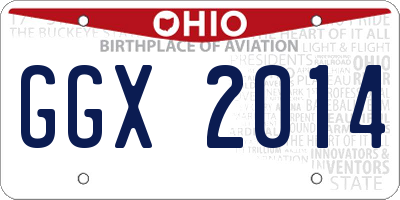 OH license plate GGX2014
