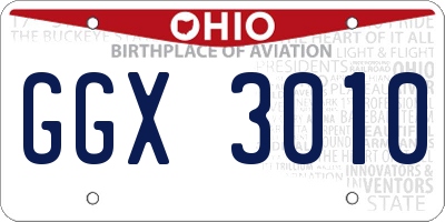 OH license plate GGX3010
