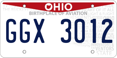 OH license plate GGX3012