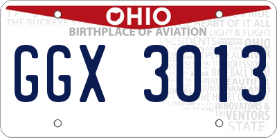 OH license plate GGX3013