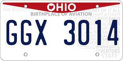 OH license plate GGX3014