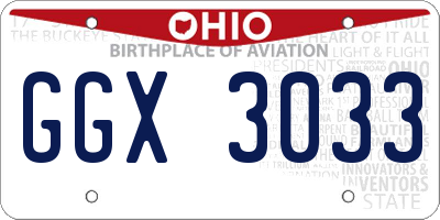 OH license plate GGX3033