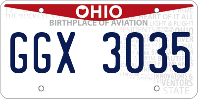 OH license plate GGX3035