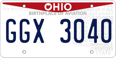 OH license plate GGX3040