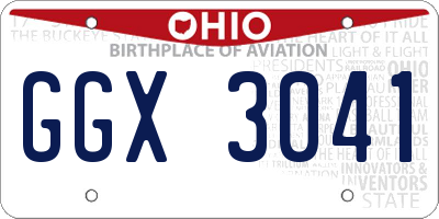 OH license plate GGX3041