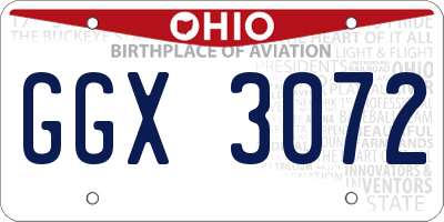 OH license plate GGX3072