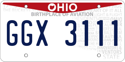 OH license plate GGX3111