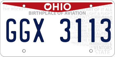 OH license plate GGX3113