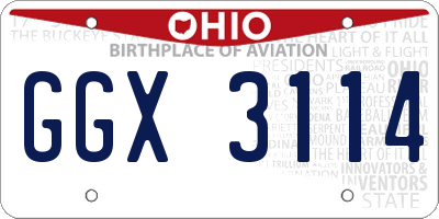 OH license plate GGX3114