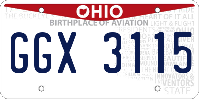 OH license plate GGX3115