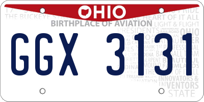 OH license plate GGX3131