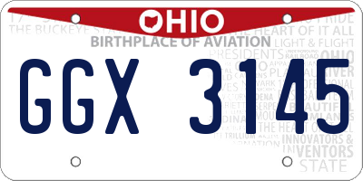 OH license plate GGX3145