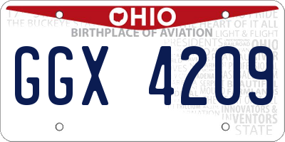 OH license plate GGX4209