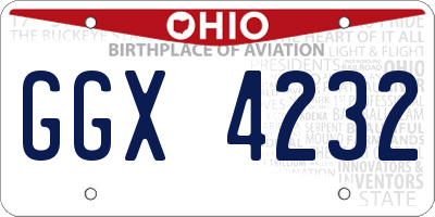 OH license plate GGX4232