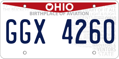 OH license plate GGX4260