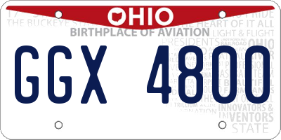 OH license plate GGX4800