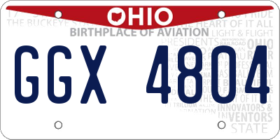 OH license plate GGX4804
