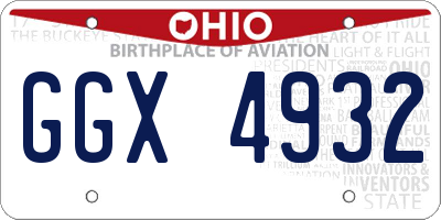 OH license plate GGX4932