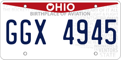 OH license plate GGX4945