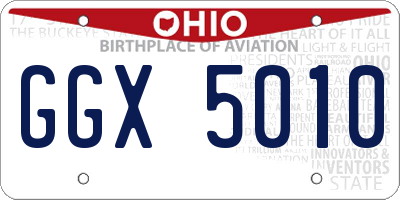 OH license plate GGX5010
