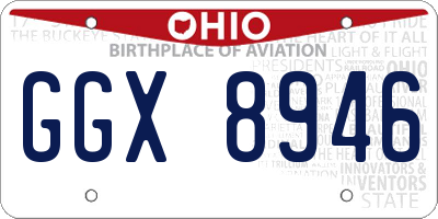 OH license plate GGX8946