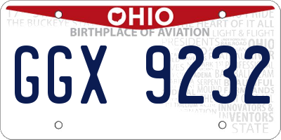 OH license plate GGX9232