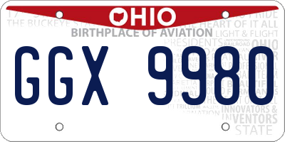 OH license plate GGX9980