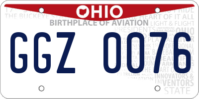OH license plate GGZ0076