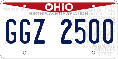 OH license plate GGZ2500