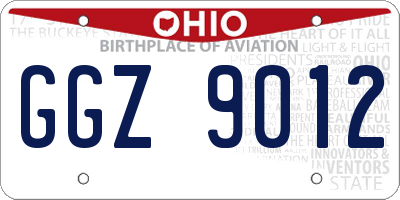 OH license plate GGZ9012