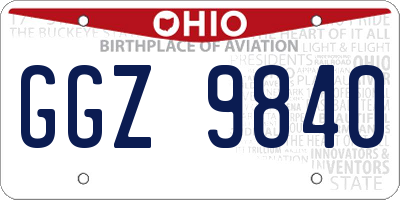 OH license plate GGZ9840