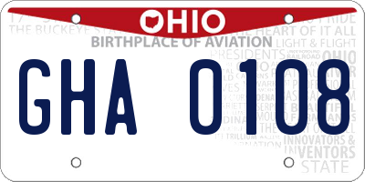 OH license plate GHA0108