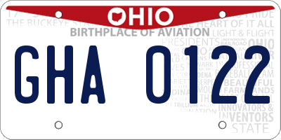 OH license plate GHA0122
