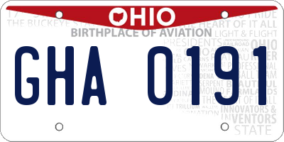 OH license plate GHA0191