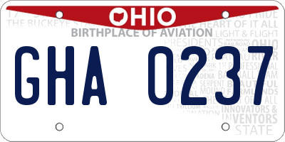 OH license plate GHA0237