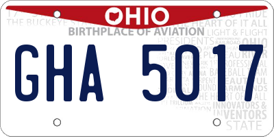 OH license plate GHA5017