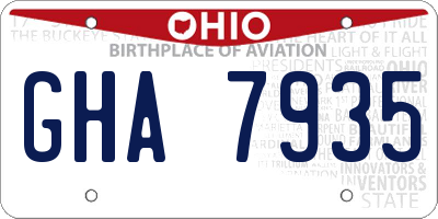 OH license plate GHA7935